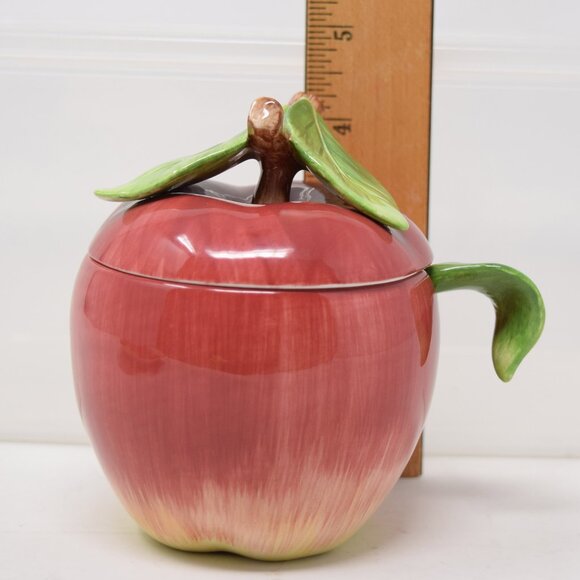 VTG Apple Shaped Jam Jar Lid Plate Spoon Cottagecore Farmhouse Granny Condiment - Picture 13 of 15